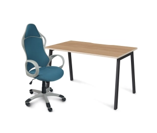 Комбинация стол прямой (дуб медовый/черный) + кресло Trend 
